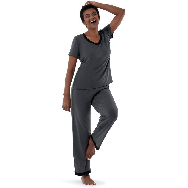 Fruit of the Loom Women's and Plus Short Sleeve Breathable Pajama Set, 2 of 5