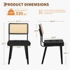 Natural Rattan Dining Chairs Set of 2, Mid Century Kitchen Chairs with Velvet Upholstered Seat - 2 of 4