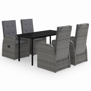 vidaXL Patio Dining Set Outdoor Dining Set Table and Chair Set for Garden - Gray 5 Piece with Cushions, 55.1" Table Length, 4 Chairs - 1 of 4