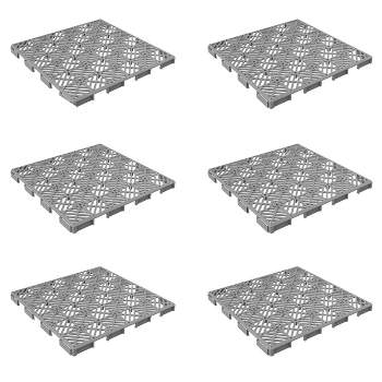 Deck Tiles - 6-Pack Polypropylene Interlocking Patio Tiles - Outdoor Flooring for Balcony, Porch, and Garage by Pure Garden (Gray with Diamond Patten)