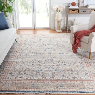Vintage Persian Beige and Rust Synthetic 8' x 10' Area Rug