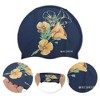 Unique Bargains Silicone Waterproof Floral Printed Swim Cap Navy Blue Orange 1 Pc - 3 of 4