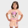 Toddler Girls' 2pc Disney Minnie Mouse T-Shirt & Retro Knit Shorts Set - Orange - 3 of 4