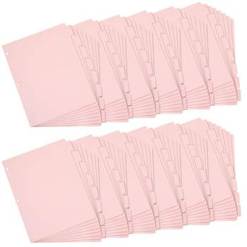 12 Pack Paper Binder Dividers for 3 Ring Binders with 8 Tabs, Pink