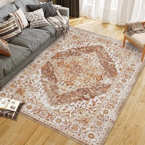 Area Rug Washable Living Room Rug, Soft Vintage Boho Non-Slip Non-Shedding Printed Floor Rugs for Kitchen Dining Bedroom - 1 of 4