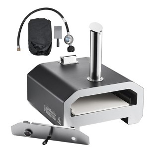 VEVOR Dual Fuel Pizza Oven Outdoor, 16 in Wood Fire & Propane Gas Pizza Oven, Portable Pellet & Propane Pizza-Maker with Thermometer, Black - 1 of 4