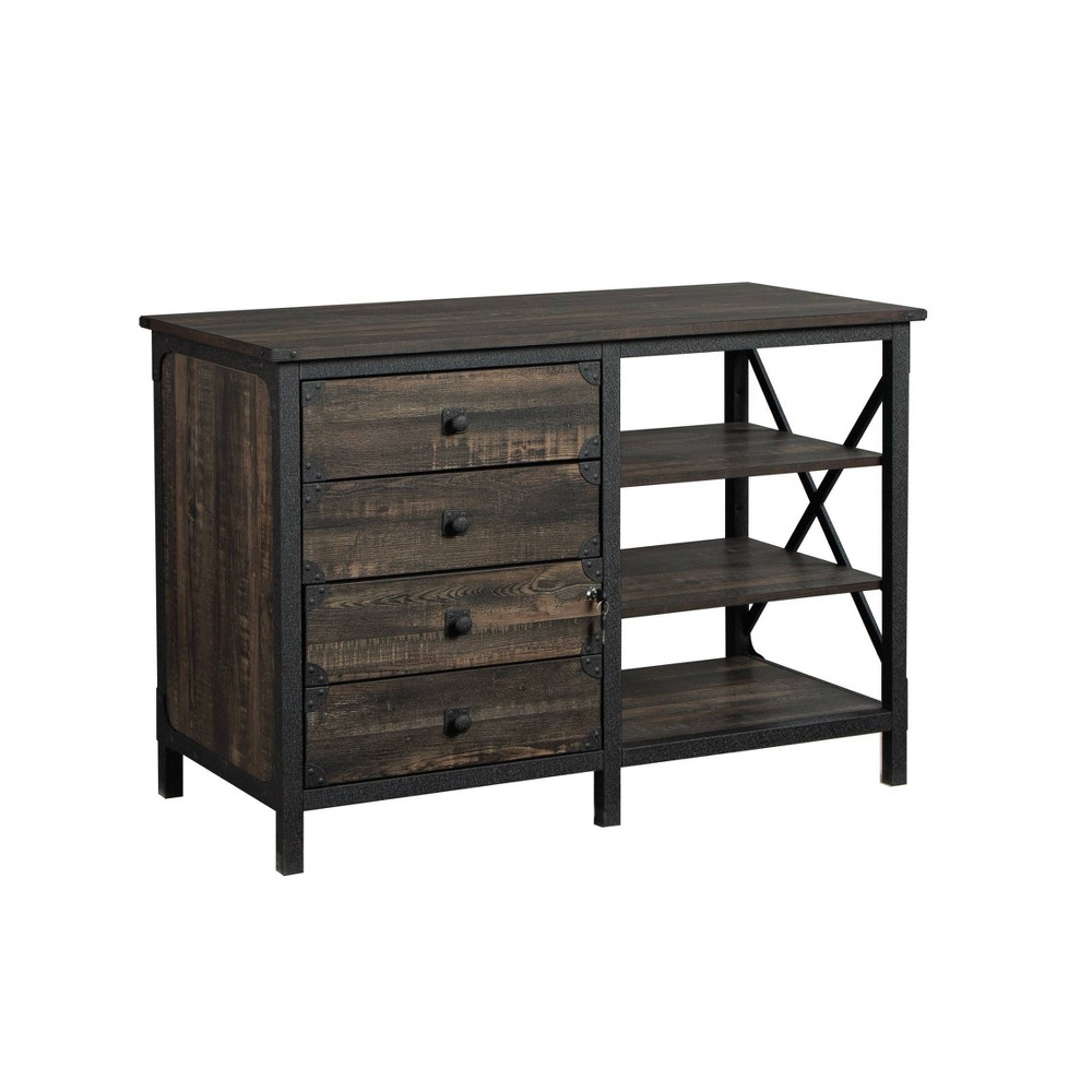 Steel River Storage Credenza with Drawers Carbon Oak - Sauder: Industrial Design, Letter/Legal File Size, Metal Frame
