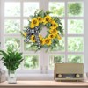 18 Inch Artificial Sunflower Wreath for Front Door, Spring Summer Wreath with Burlap Bow Sunflowers Eucalyptus Leaves for Indoor Outdoor Decor - 4 of 4