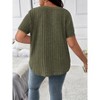 Clearlove Plus Size Tops for Women Short Sleeve Shirts V Neck Loose Fit Blouse Solid Color Lightweight Shirts - 2 of 3