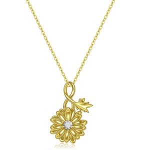 Molenia Birth Flower Necklace for Women 925 Sterling Silver 14K Gold Plated Birthstone, Cute Birth Month Floral Pendant Dainty Birthday Jewelry - 1 of 4