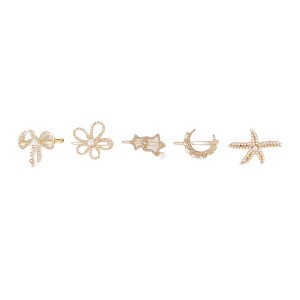 Unique Bargains Women's Fashion Grace Starfish Hair Clips Gold Tone 5 Pcs - 1 of 3