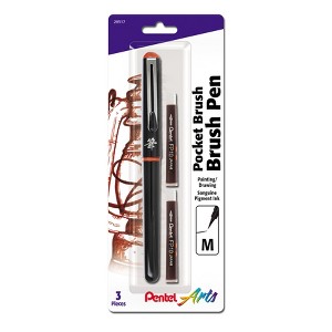 Pentel Arts Pocket Brush Pen with 2 Sanguine Refills - 1 of 2