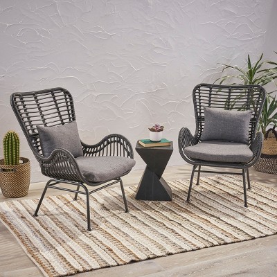 2pc Modern Outdoor Montana Chair with Water Resistant Cushions-Christopher Knight Home