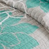 6Pcs quilt Set Floral Print Reversible Quilt with Embroidered Pillows, Summer Cotton Sateen - 4 of 4
