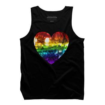 Adult Design By Humans Rainbow Disco Ball Heart By melvillesTank Top