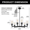 DORESshop 6-Light Black Farmhouse Chandelier with Adjustable Height, Industrial Clear Glass Pendant Light for Dining Room - 4 of 4