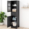Tall Bathroom Storage Cabinet with Drawer and Doors, Freestanding MDF Cabinet with Adjustable Shelf, Space-Saving Slim Organizer - 4 of 4