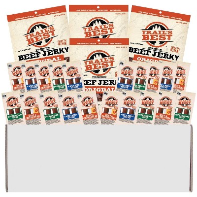 Trail's Best 24-Piece Sampler Gift Box (3 bags of jerky and 21 packs of assorted sticks)