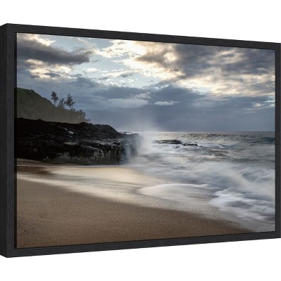Secret Beach Ocean Scene Framed Canvas Print 23 x 16 inches