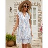 Clearlove Women's Babydoll Mini Dress Summer V Neck Sleeveless Flutter Sleeve Boho Floral Flowy Shift Short Dress. - 4 of 4