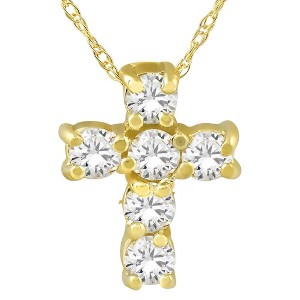 Pompeii3 1/2CT Diamond Petite Cross & Chain 1/2" Tall - 1 of 4