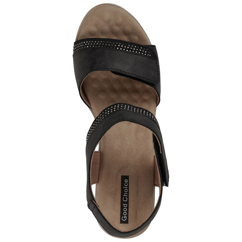 GC Shoes Jorda Embellished Velcro Comfort Slingback Wedge Sandals, 4 of 6
