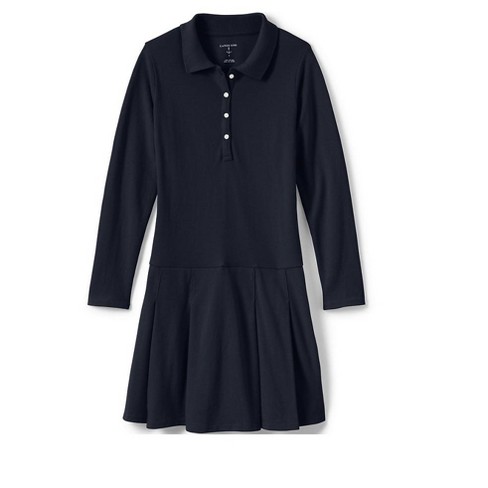 Lands' End School Uniform Girls Long Sleeve Mesh Polo Dress 