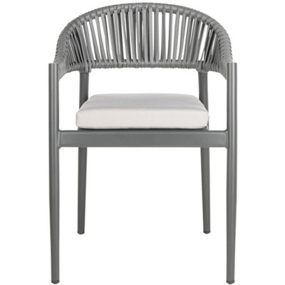 Greer Gray Aluminum Rope Dining Chair with Cushions
