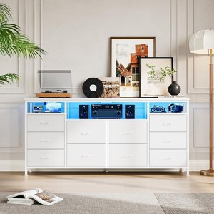 10 Drawer Dresser TV Stand,63" W Long Fabric Dresser Entertainment Center - 1 of 4