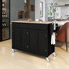 Rolling Kitchen Island Cart, with Wood Desktop, Cabinet and Drawers, Spice Rack, Towel Rack, Wine Rack, for Kitchen, Dining - 3 of 4