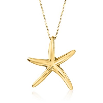 Ross-Simons Italian 18kt Yellow Gold Starfish Drop Necklace