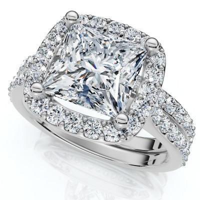 Pompeii3 Certified 2 3/4Ct Princess Cut Diamond Engagement Wedding Ring Set 14k Lab Created