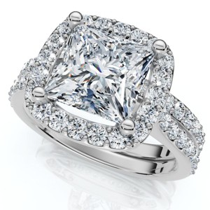 Pompeii3 Certified 2 3/4Ct Princess Cut Diamond Engagement Wedding Ring Set 14k Lab Created - 1 of 4