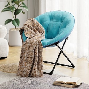 COZONY Comfy Folding Saucer Chair, Cozy Faux Fur Lounge Chair with Soft Thick Padded Seat & Metal Frame, Modern Accent Chair for Living Room, Bedroom - 1 of 4