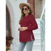 Clearlove Maternity Nursing Shirts Crew Neck Front Knit Long Sleeve Side Ruched Button Down Pregnance Sweater Blouse - 4 of 4