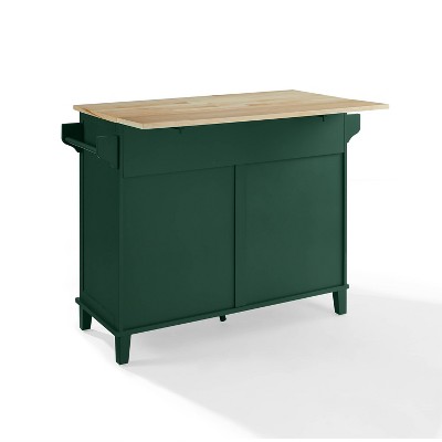 Emerald and Natural Wood Drop Leaf Kitchen Island