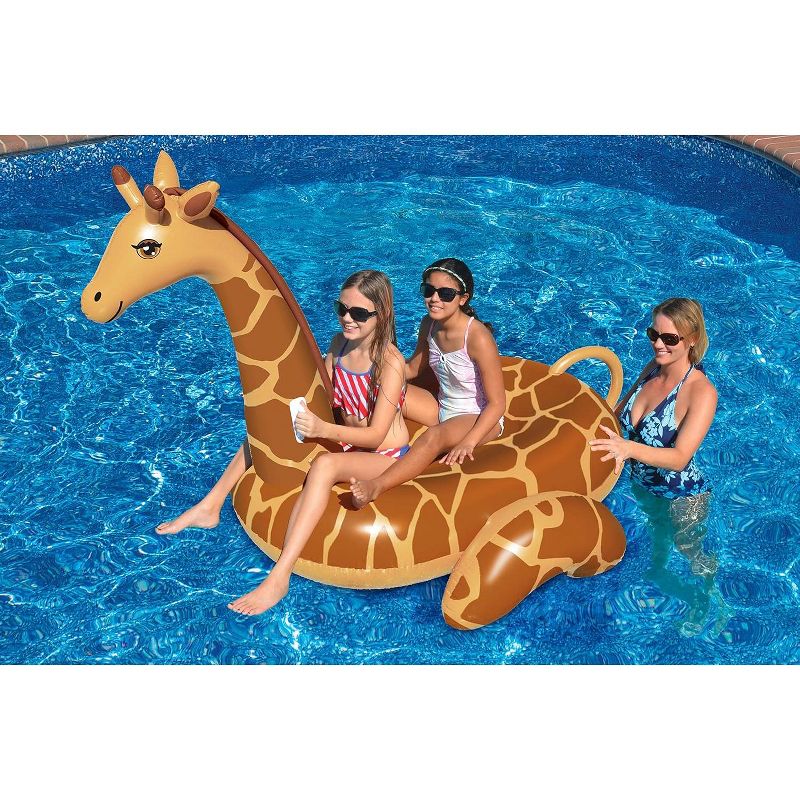 Swimline Giant Inflatable Giraffe Pool Float Floatie Ride-On Lounger, 2 of 5
