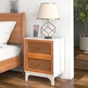 Costway 1/2 PCS Rattan Nightstand with Storage Wood End Sofa Side Table with 2 drawers Wood Legs - image 4 of 4