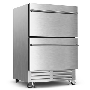 SOZT 23.4 in. 4.9 cu. ft. Stainless Steel Built-In Under Counter Drawer Beverage Fridge with Double Drawer - 1 of 4