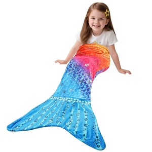Catalonia Kids Flannel Blanket Mermaid Tail, Ultra Soft Plush Sleeping Bag Snuggle Blanket for Girl Toddlers, Cozy Gift - 1 of 4