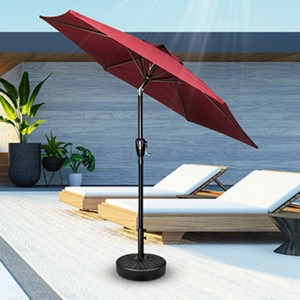 7.5ft*7.5ft Deluxe Patio Umbrella, with Push Button Tilt/Crank, 6 Sturdy Ribs, for Garden, Deck, Backyard, Pool, Red - 1 of 4