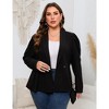 Womens Plus Size Blazers Business Casual Knit Blazer for Work Long Sleeve Shawl Lapel Blazer Suit Jackets Black 4XL - 2 of 4