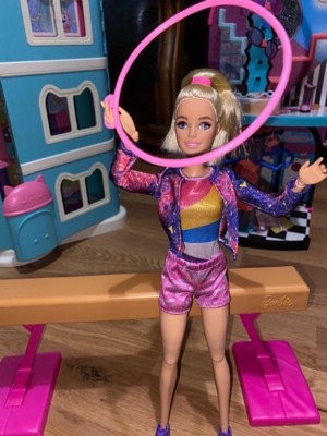 Barbie Gymnastics Playset With Blonde Fashion Doll, Balance Beam, 10+ Accessories & Flip Feature ...