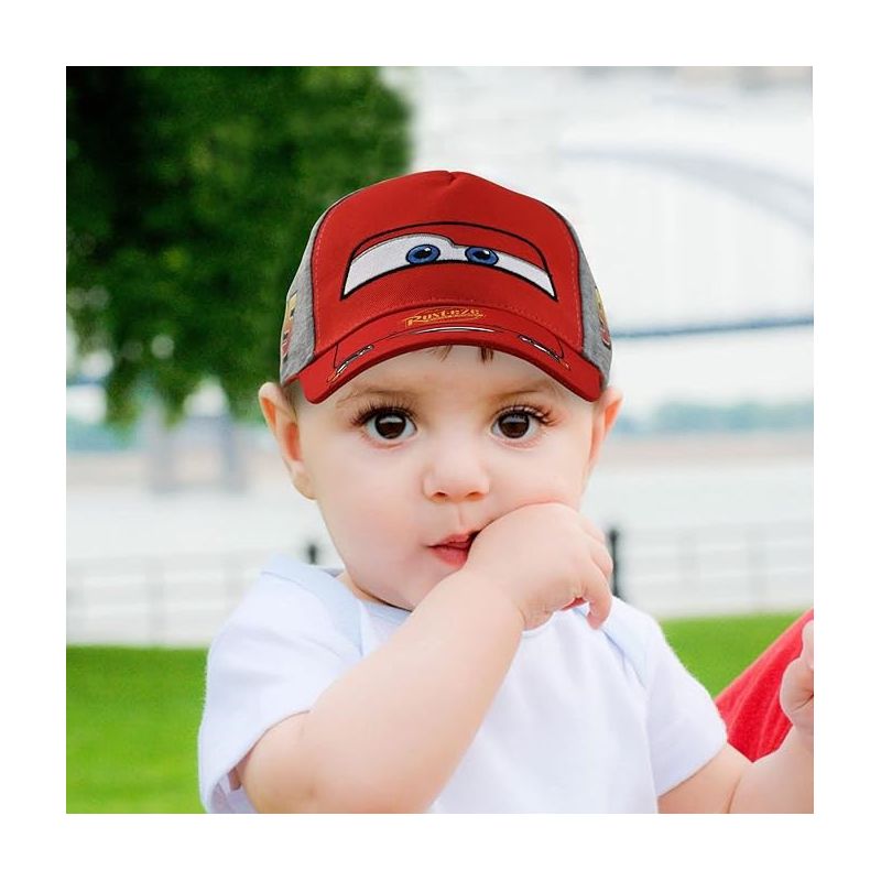 Lightning McQueen Boys Baseball Hat, Cars Hat for Kids Ages 2-7 (Red & Gray), 2 of 6