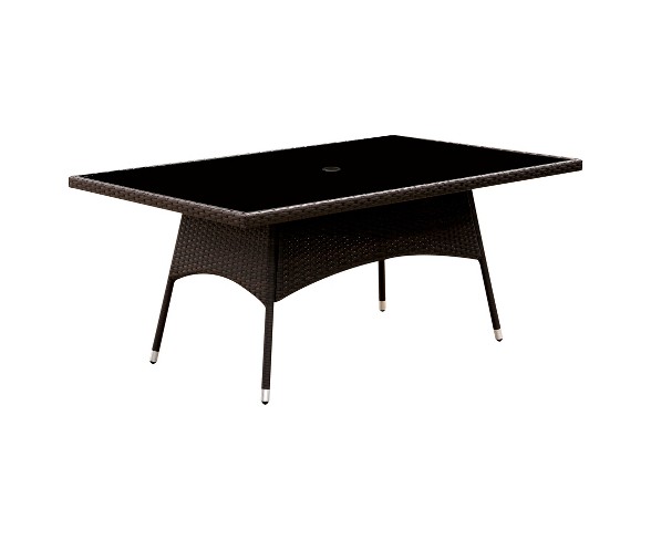 Chadwick Rectangular Modern Tempered Glass Top Patio Dining Table - Espresso - Furniture of America