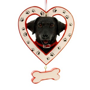 Kurt S. Adler 4.5 Inch Dog In Heart W/ Bone Canine Best Friend Tree Ornaments - 1 of 2