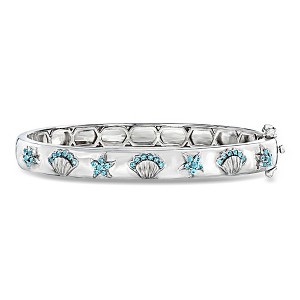 Ross-Simons 0.50 ct. t.w. Tonal Blue Topaz Sea Life Bangle Bracelet in ...