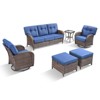 Belord 6 Pieces Patio Furniture Set with 5" Thick Cushions, Wicker Patio Set with Swivel Gliding Rocker Chairs, Sofa, Ottoman and Accent Side Table - 3 of 4