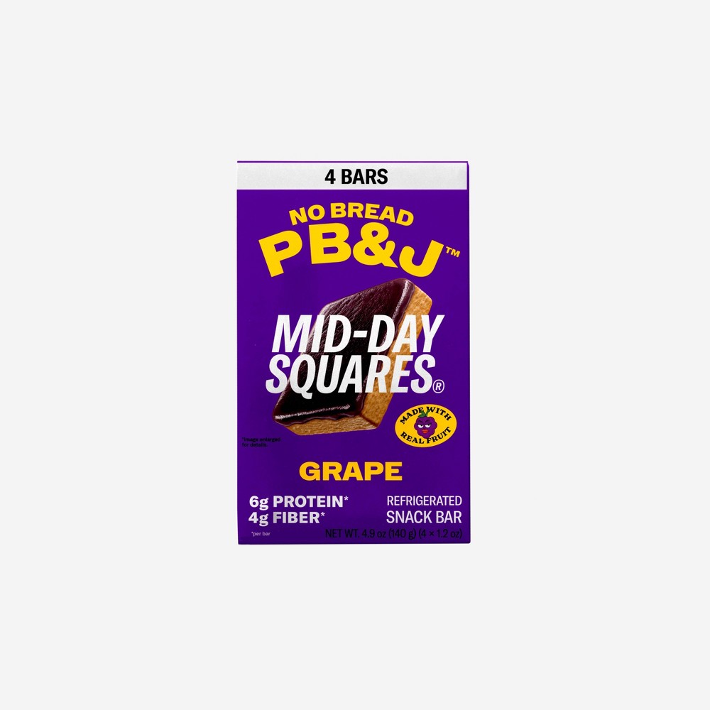 Mid-Day Squares Peanut Butter and Grape Jam Snack Bars - 18.64 oz/4pk