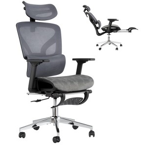 Ergonomic Mesh Office Chair with 4D Armrests & Lumbar Support - High Back Reclining Desk Chair with Footrest for Home Office, Black - 1 of 4